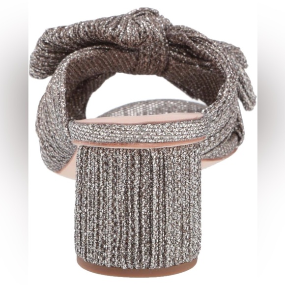 Loeffler Randall Emilia Pleated Lamé Knotted Mules Sandal Heels -Silver Glitter - Picture 7 of 16